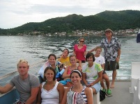 Dr. Joe and the Panama Marine Ecology class at Taboga Island