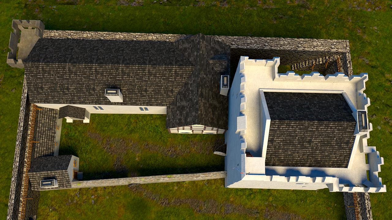 Overhead of castle complex