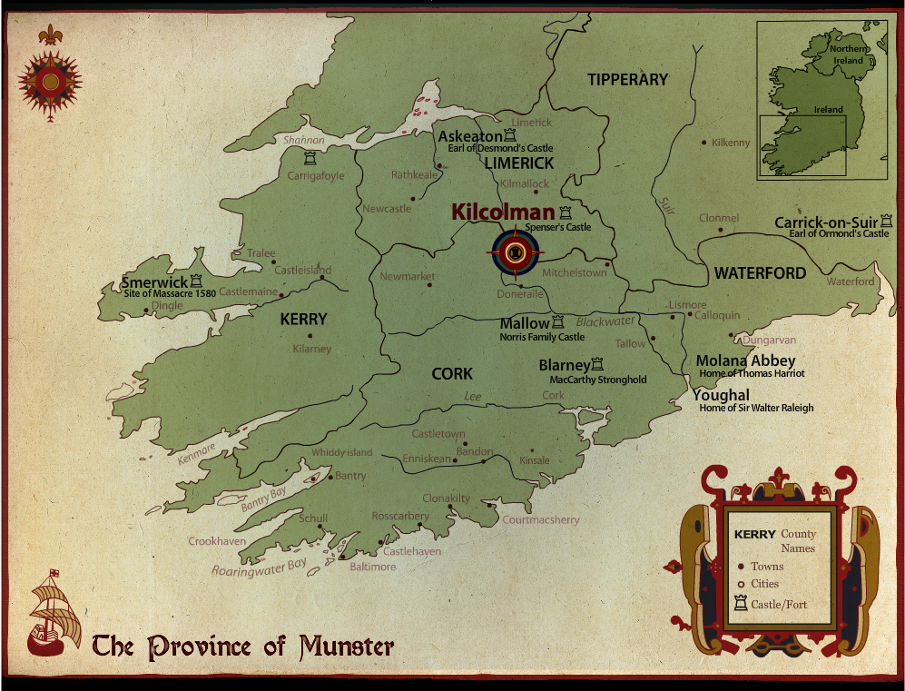Stylized map with Kilcolman