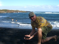 Dr. Joe on Black Sand Beach, Big Island, Hawaii